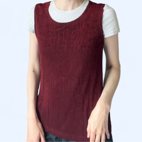 90s Artex Womens Burgundy Sleeveless Swirl Spiral Texture Top Grunge Medium - Picture 3 of 8